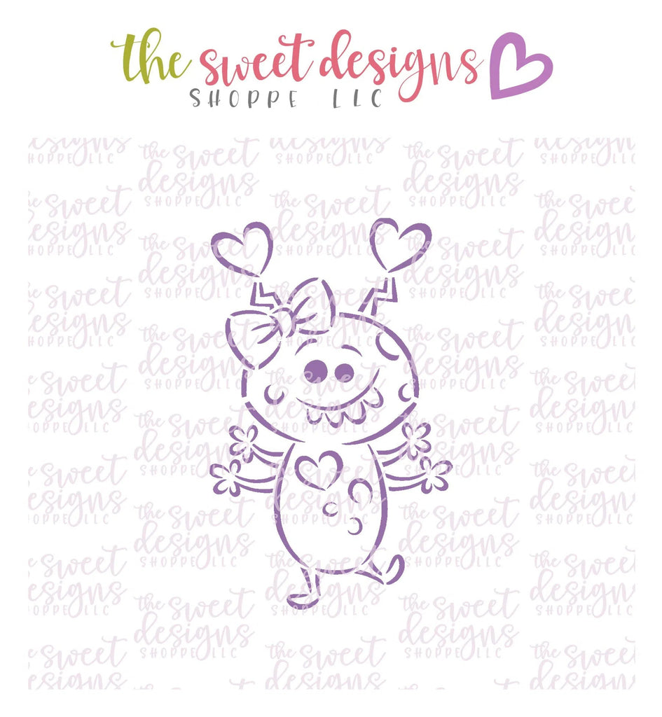 Cookie Cutters and Stencils - Bundle - PYOC Girl Monster - Cookie Cutter & Stencil - Sweet Designs Shoppe - - ALL, Bundle, Bundles, Promocode, PYO, PYOC Cutter-Stencil, Valentine, Valentines