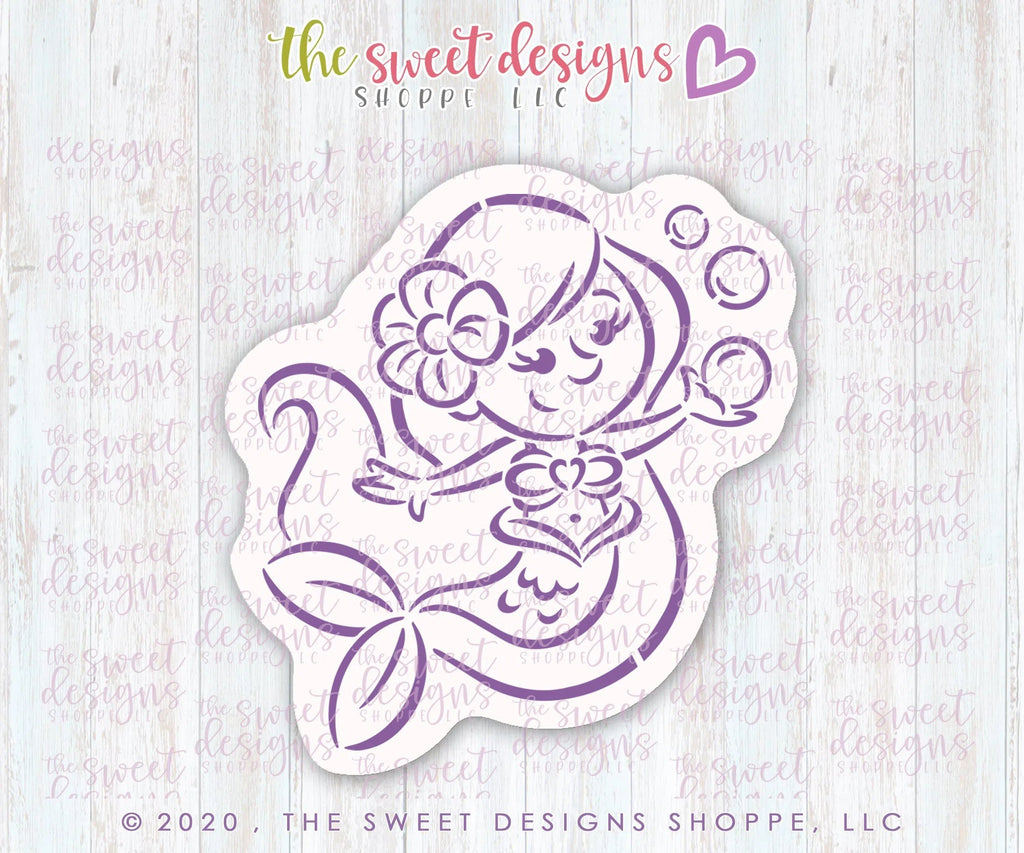Cookie Cutters and Stencils - Bundle - PYOC Mermaid - Cookie Cutter and Stencil - Sweet Designs Shoppe - (4" Tall x 3-3/4" Wide) - ALL, Bundle, Bundles, Cookie Cutter, Decoration, Paint Your Own Cookie, Promocode, PYO, PYOC, PYOC Cutter, summer, under the sea