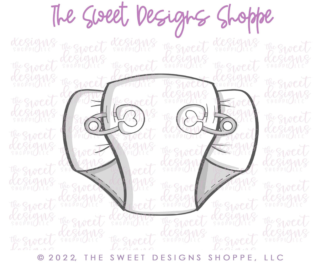 Cookie Cutters - Baby Diaper with Pin - Cookie Cutter - Sweet Designs Shoppe - - ALL, Baby, Baby / Kids, Baby Bib, Baby Bottle, Baby Boy, baby girl, babyshower, Cookie Cutter, diaper, Lady Milk Stache, Lady MilkStache, LadyMilkStache, Promocode
