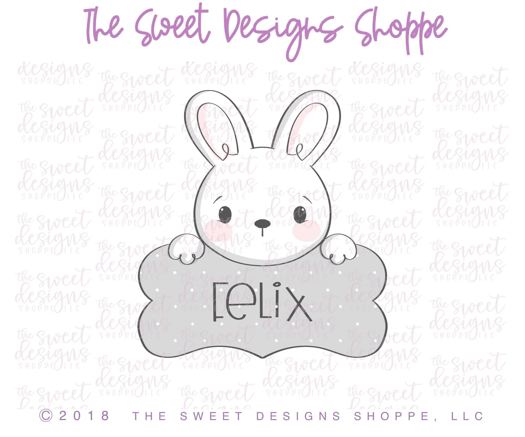 Cookie Cutters - Bunny Plaque 2018 - Cookie Cutter - Sweet Designs Shoppe - - ALL, Animals, Cookie Cutter, Easter / Spring, Personalized, Plaque, Promocode