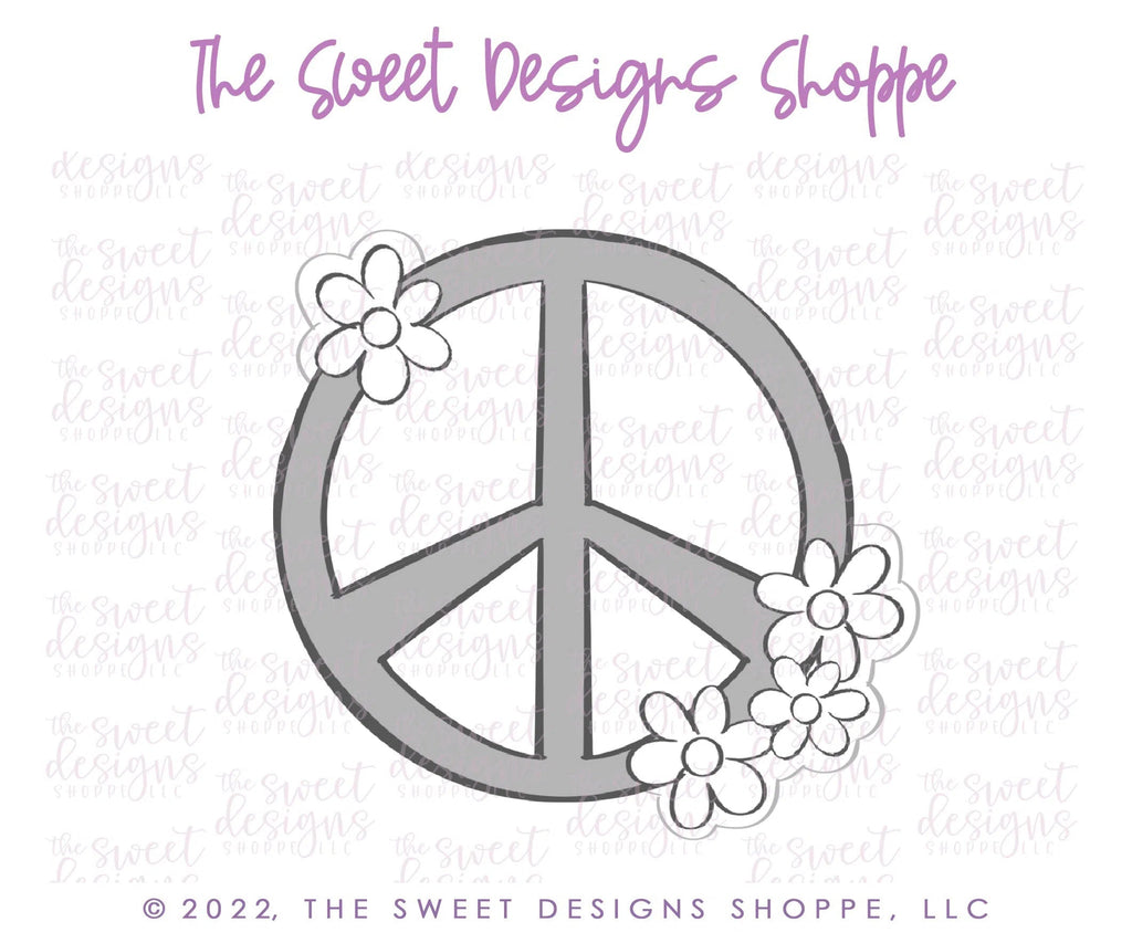Cookie Cutters - Daisy Peace Sign - Cookie Cutter - Sweet Designs Shoppe - - ALL, Birthday, Cookie Cutter, Grad, Graduation, graduations, groovy, Love, peace and love, Promocode, School / Graduation