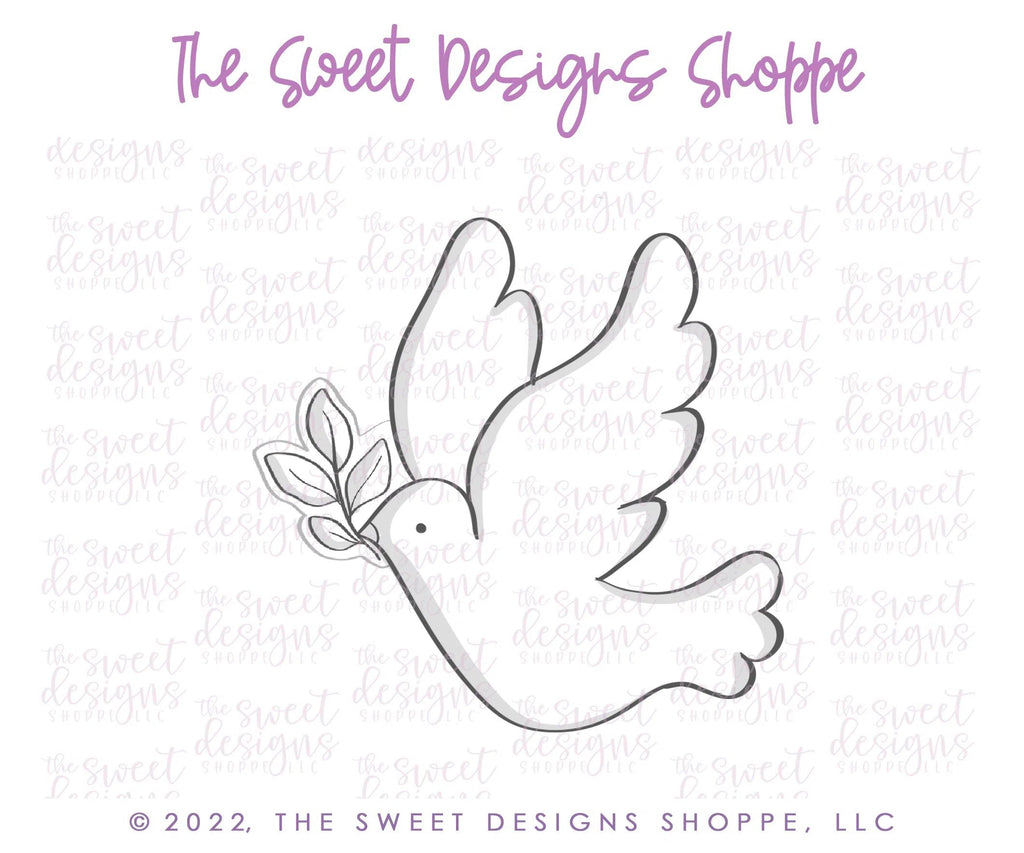 Cookie Cutters - Dove with Branch - Cookie Cutter - Sweet Designs Shoppe - - ALL, Animal, Animals, Animals and Insects, Cookie Cutter, First Communion, handlettering, Promocode, Religious