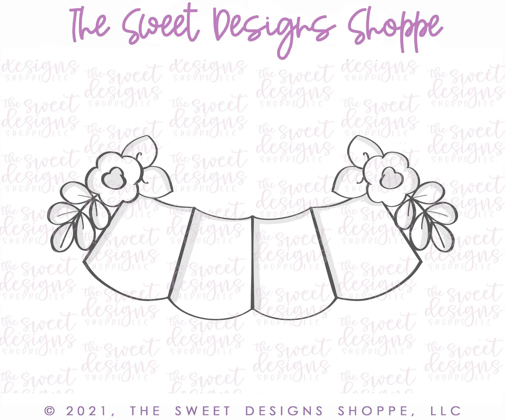Cookie Cutters - Floral 4 Space Bunting - Plaque - Cookie Cutter - Sweet Designs Shoppe - - ALL, Baby, Baby / Kids, Birthday, Bunting, Cookie Cutter, Plaque, Plaques, PLAQUES HANDLETTERING, Promocode, Sweet, Sweets, Wedding