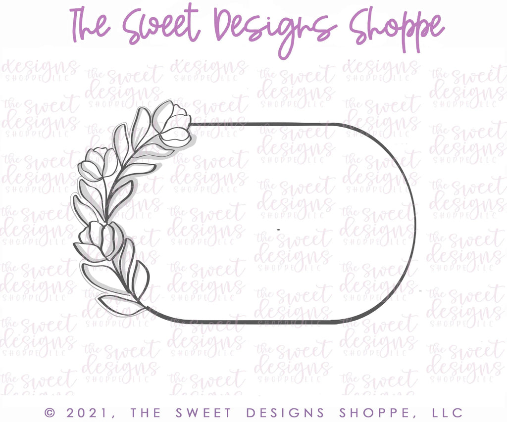 Cookie Cutters - Floral Oval - Plaque - Cookie Cutter - Sweet Designs Shoppe - - 4th, 4th July, 4th of July, ALL, Cookie Cutter, Patriotic, Plaque, Plaques, PLAQUES HANDLETTERING, Promocode, Sweet, Sweets, Travel, USA