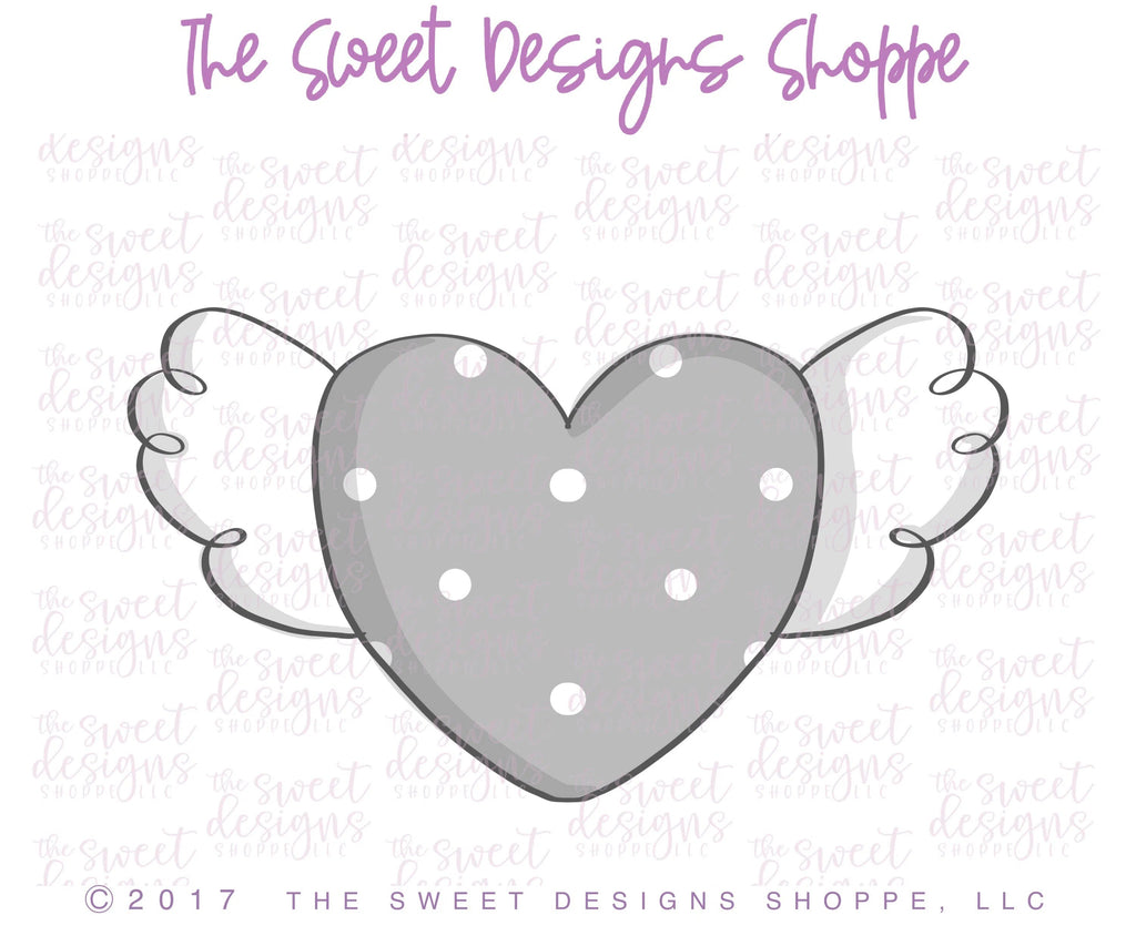 Cookie Cutters - Flying Heart (2017) - Cookie Cutter - Sweet Designs Shoppe - - ALL, Cookie Cutter, Heart, Love, Promocode, valentine, Valentines, Wedding, Wings