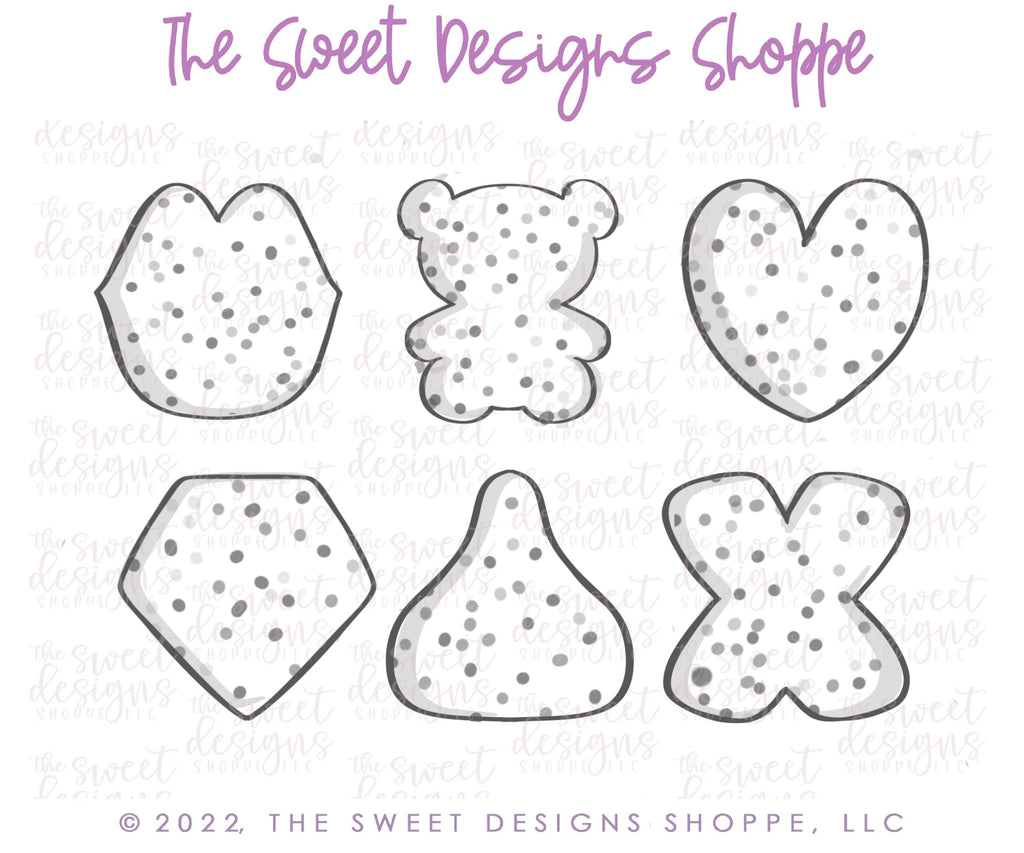 Cookie Cutters - Frosted Crackers Valentines Cookie Cutters - Set of 6 - Sweet Designs Shoppe - - ALL, Cookie Cutter, Frosted Cracker, Mini Sets, Promocode, regular sets, set, valentine, valentines