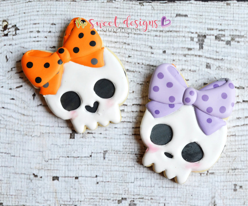 Cookie Cutters - Girly Skull - Cookie Cutter - Sweet Designs Shoppe - - ALL, Bow, cookie cutters, Customize, Day of the dead, Day of the Death, dia de los muertos, Dia de Muertos, Fall / Halloween, halloween, Miscellaneous, monster, Promocode, Skull, Zombies