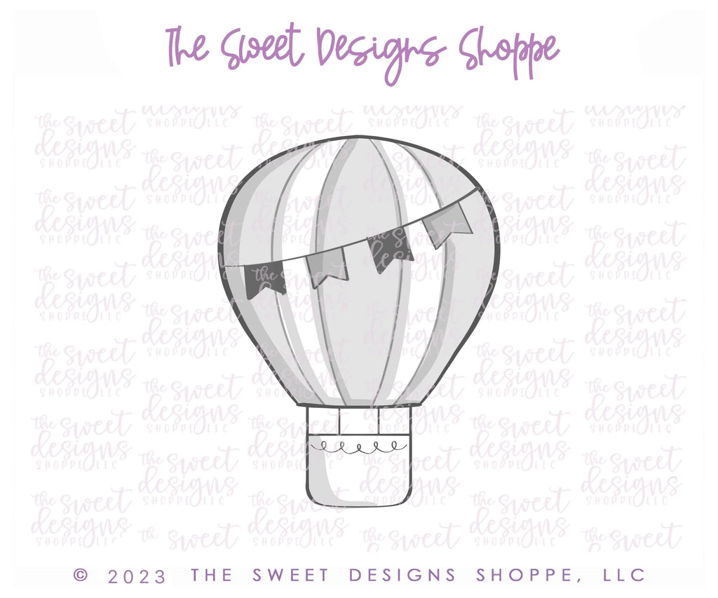 Cookie Cutters - Hot Air Balloon with Bunting - Cookie Cutter - Sweet Designs Shoppe - - ALL, Baby / Kids, Cookie Cutter, Easter / Spring, kids, Kids / Fantasy, Miscellaneous, Promocode