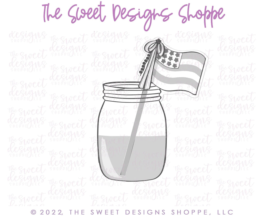 Cookie Cutters - Mason Jar with Flag - Cookie Cutter - Sweet Designs Shoppe - - 4th, 4th July, 4th of July, ALL, Birthday, Cookie Cutter, drink, fourth of July, Independence, patriotic, Promocode, Summer, USA