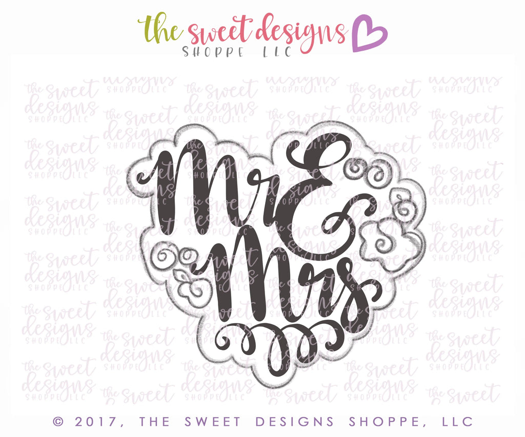 Cookie Cutters - Mr. & Mrs. - Heart v2- Cookie Cutter - Sweet Designs Shoppe - - ALL, Bachelorette, Cookie Cutter, Plaque, Promocode, Wedding