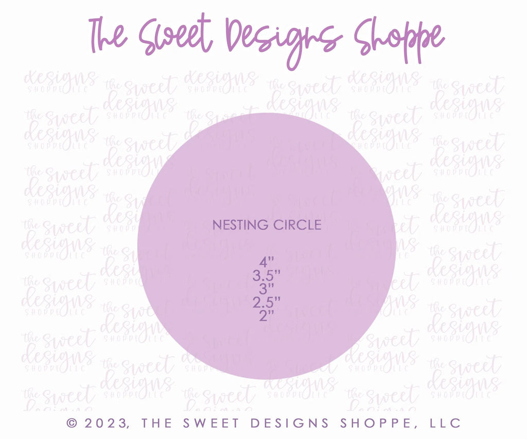 Cookie Cutters - Nesting Circle SET - Set of 5 Sizes - Cookie Cutters - Sweet Designs Shoppe - Set of 5 Cutters - 4", 3.5", 3", 2.5". 2" Diameter Circle - ALL, basic, basic shapes, BasicShapes, circle, Cookie Cutter, happy face, Mini Sets, Plaque, Plaques, PLAQUES HANDLETTERING, Promocode, regular sets, set