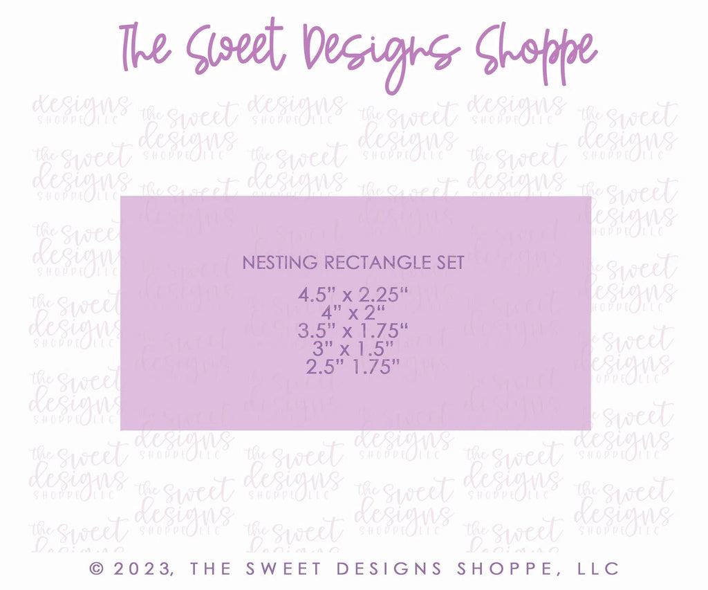 Cookie Cutters - Nesting Rectangle SET - Set of 5 Sizes - Cookie Cutters - Sweet Designs Shoppe - - ALL, basic, basic shapes, BasicShapes, Cookie Cutter, Mini Sets, Plaque, Plaques, PLAQUES HANDLETTERING, Promocode, regular sets, set
