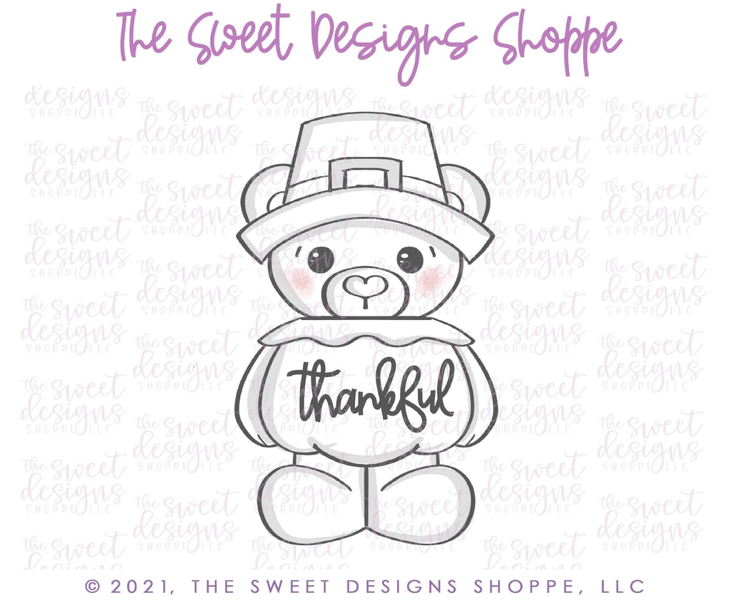 Cookie Cutters - Pilgrim Bear - Cookie Cutter - Sweet Designs Shoppe - - ALL, Animal, Animals, Animals and Insects, Cookie Cutter, Fall / Thanksgiving, kids, Kids / Fantasy, Promocode, thank, Thank You, thanks, thanksgiving