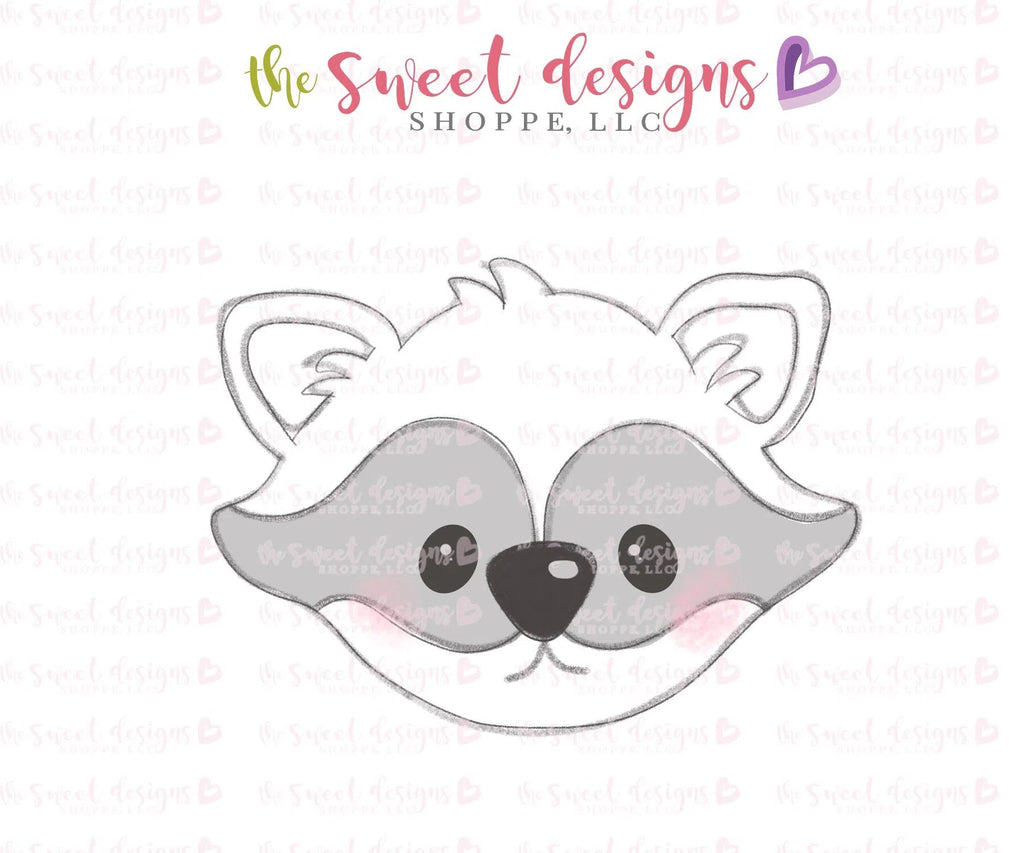 Cookie Cutters - Raccoon Face v2- Cookie Cutter - Sweet Designs Shoppe - - ALL, Animal, Animals, Animals and Insects, Cookie Cutter, Promocode, Woodland
