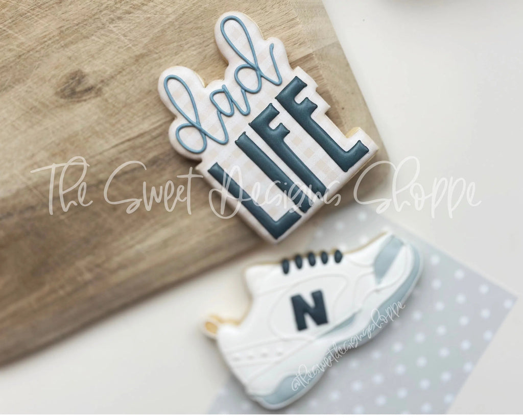 Cookie Cutters - Sneakers Dad Life Cookie Cutters Set - Set of 2 - Cookie Cutters - Sweet Designs Shoppe - - ALL, Cookie Cutter, dad, Father, father's day, grandfather, Mini Sets, Plaque, Plaques, PLAQUES HANDLETTERING, Promocode, regular sets, set, text