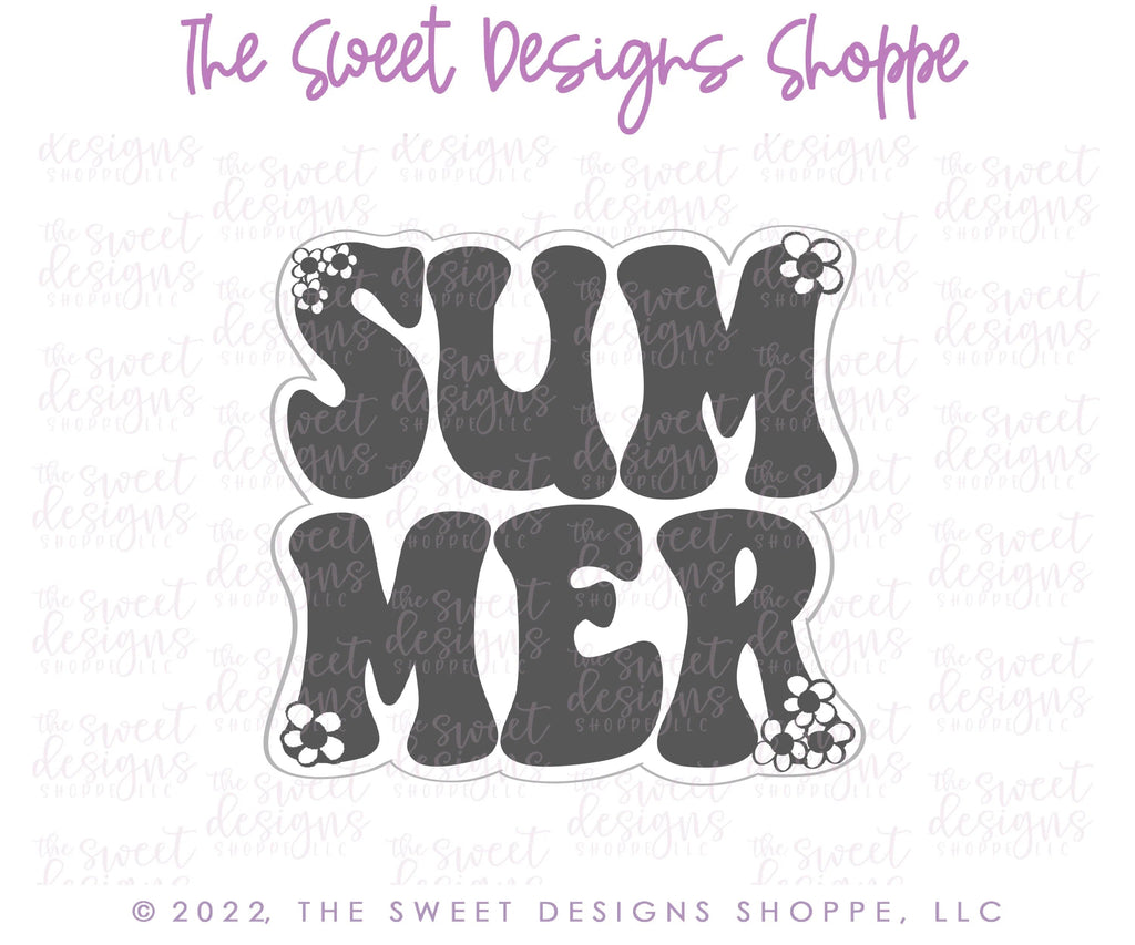 Cookie Cutters - SUMMER Retro Plaque - Cookie Cutter - Sweet Designs Shoppe - - 4th, 4th July, 4th of July, ALL, Banner, Cookie Cutter, fourth of July, Patriotic, Plaque, Plaques, PLAQUES HANDLETTERING, Promocode, Summer