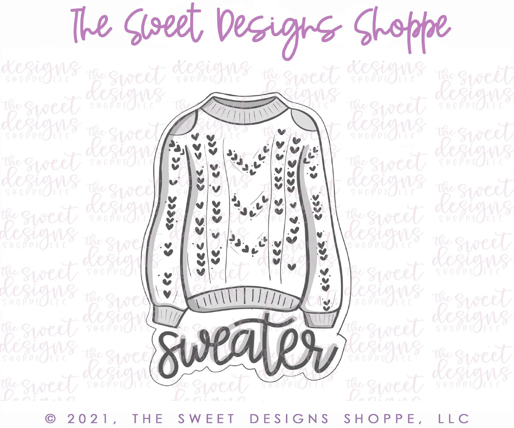 Cookie Cutters - Sweater Cookie Sticker - Cookie Cutter - Sweet Designs Shoppe - - Accesories, Accessories, accessory, ALL, Christmas, Christmas / Winter, Christmas Cookies, Clothing / Accessories, Cookie Cutter, Fall, Fall / Thanksgiving, handlettering, Plaque, PLAQUES HANDLETTERING, Promocode, ugly