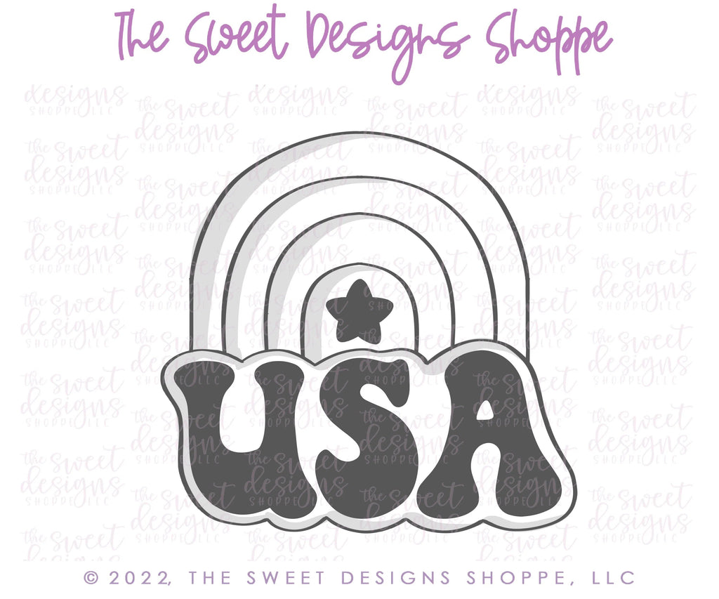 Cookie Cutters - USA Rainbow - Cookie Cutter - Sweet Designs Shoppe - - 4th, 4th July, 4th of July, ALL, Cookie Cutter, Fantasy, Kids / Fantasy, Nature, Patriotic, Promocode, Rainbow, retro, St. Pat, st. patrick's, Summer, summer plaque, USA, Weather