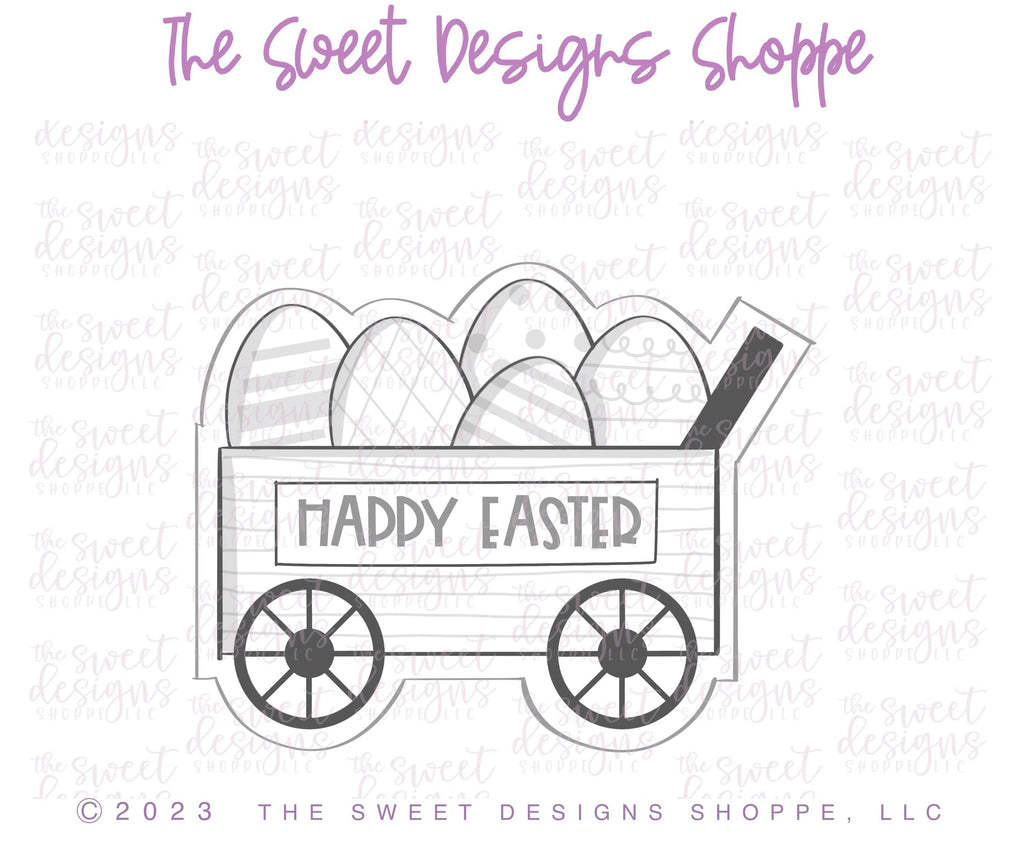 Cookie Cutters - Wagon with Easter Eggs - Cookie Cutter - Sweet Designs Shoppe - - ALL, Cookie Cutter, easter, Easter / Spring, Misc, Miscelaneous, Miscellaneous, Promocode, wagon