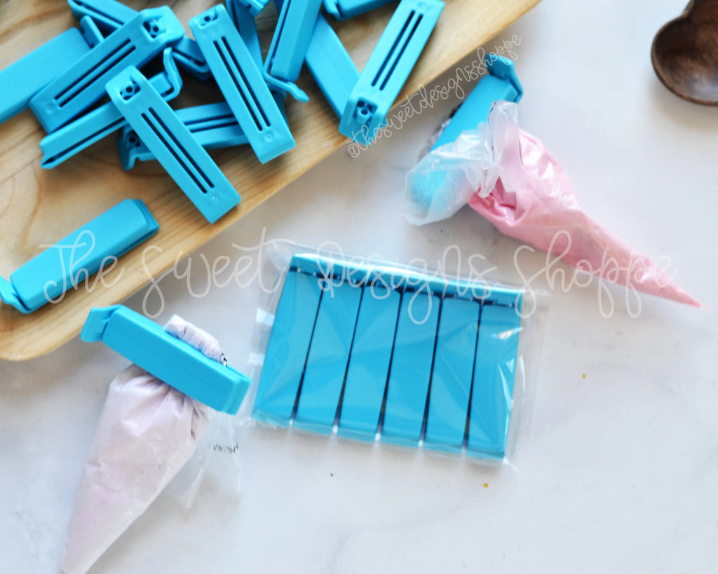 Decorating Tools - Set of 6 - Clip for Piping Bags - 3 Colors available - Small Twixit! Clip - Made in Sweden - Linden Sweden - Set of 6 - Blue Turquoise Clips - Small Size - ALL, clip, clips, decorating tools, miracle clip, piping, piping bag, Promocode, tool, twixit