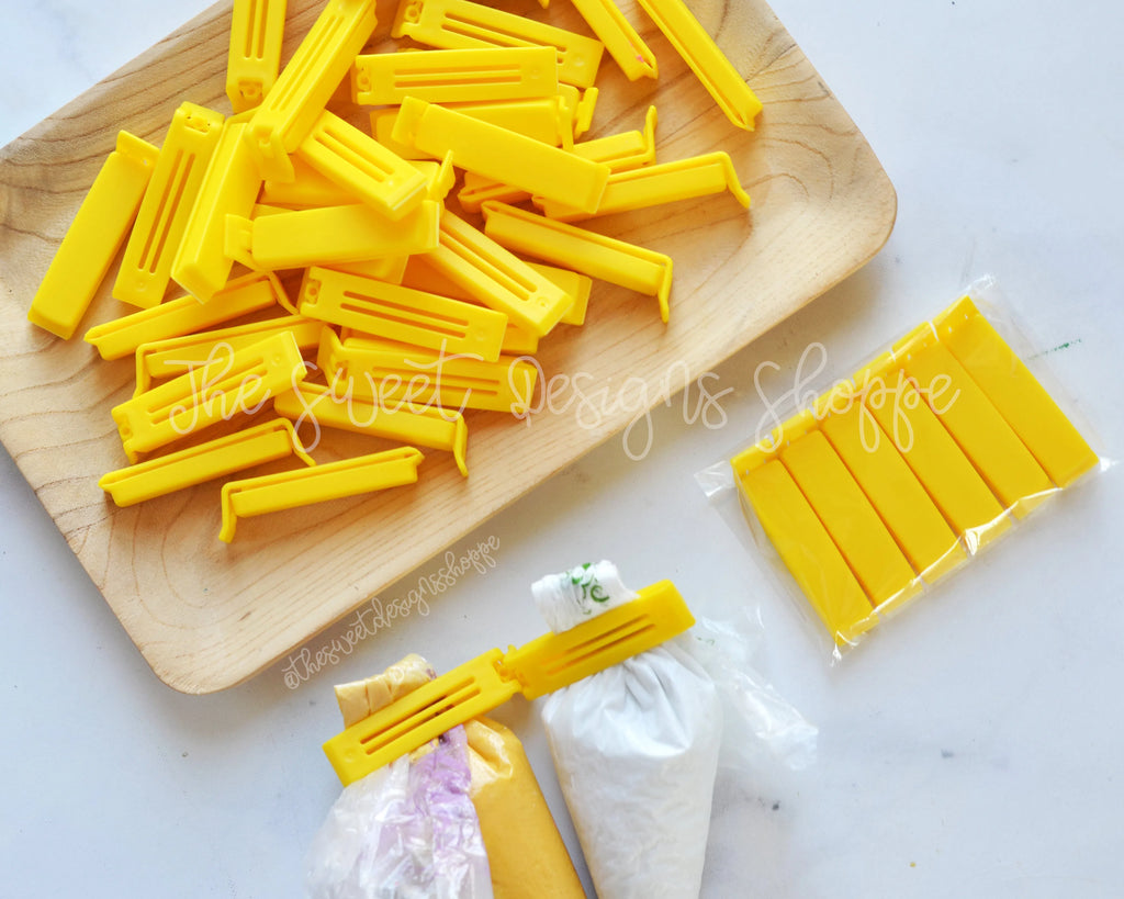 Decorating Tools - Set of 6 - Clip for Piping Bags - 3 Colors available - Small Twixit! Clip - Made in Sweden - Linden Sweden - Set of 6 - Yellow Clips - Small Size - ALL, clip, clips, decorating tools, miracle clip, piping, piping bag, Promocode, tool, twixit