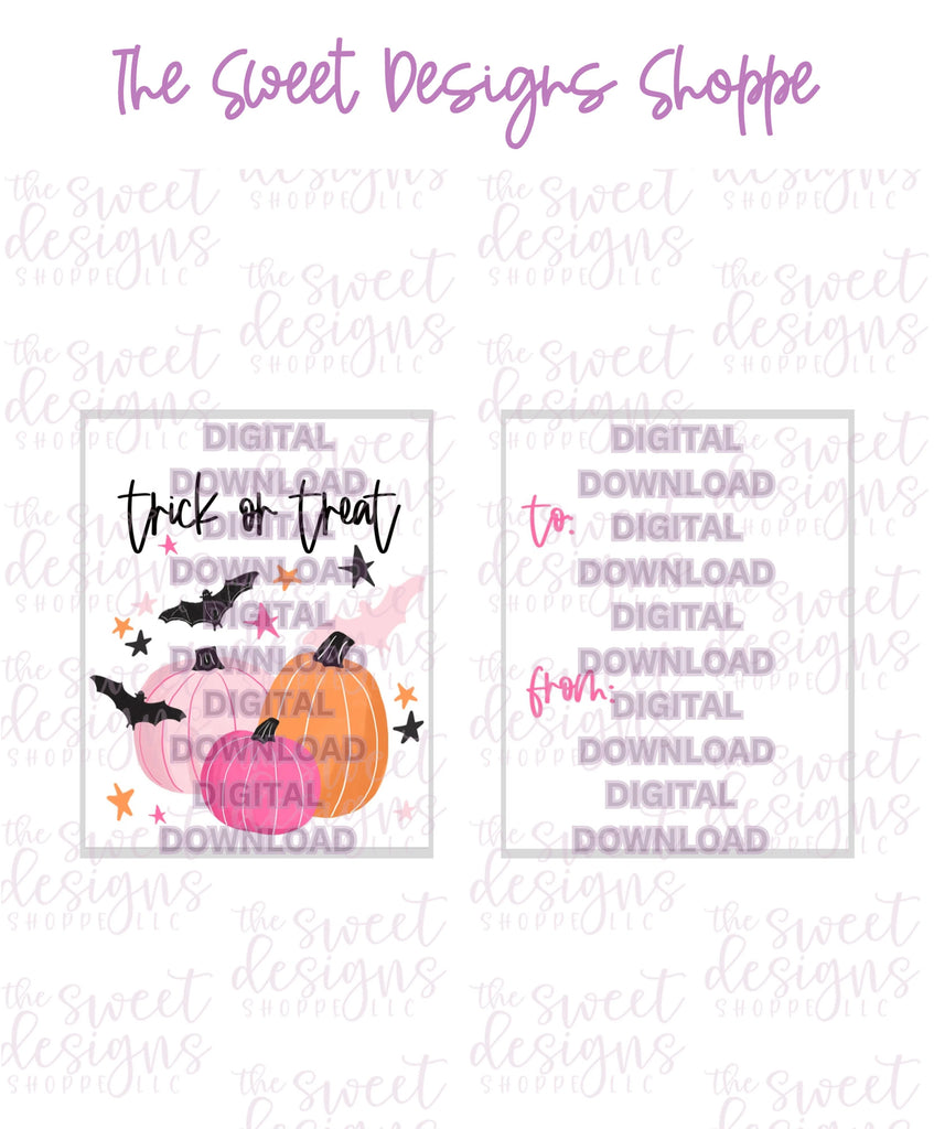 E-TAG - Trick or Treat #1 - Digital Instant Download 2" x 2.5" tag - Sweet Designs Shoppe - - ALL, Download, E-Tag, halloween, Promocode, rectangle, TAG, Tags