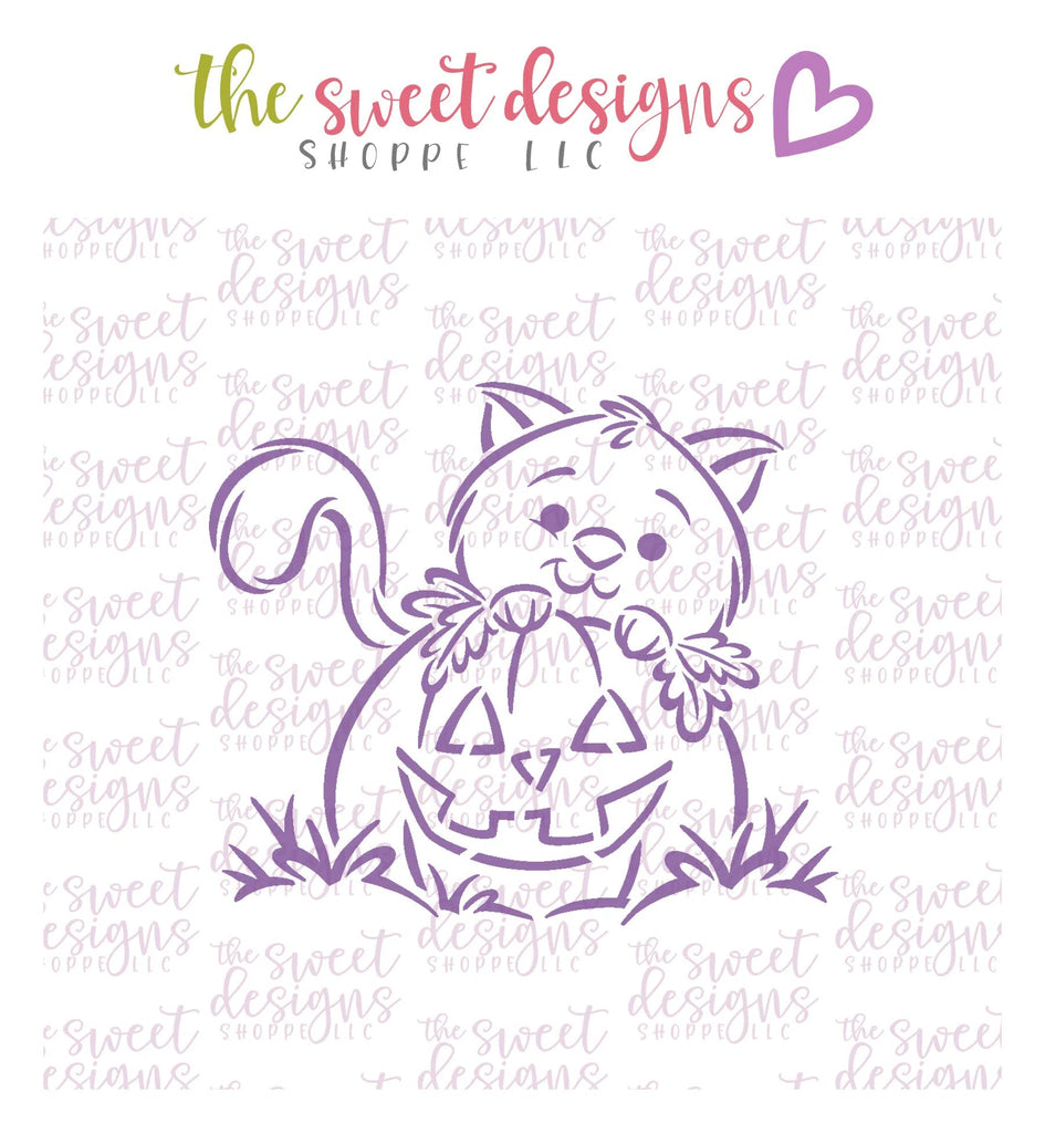 Stencils - PYOC Stencil - Cat Pumpkin - Stencil - Sweet Designs Shoppe - Regular 5-1/2" x 5-1/2 - ALL, drawn with character, halloween, krista Heij-Barber, Promocode, PYO, PYOC, Stencil
