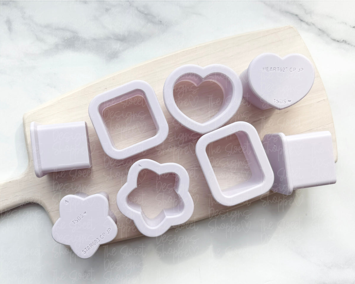 Cake Pop Maker - Basic - Cake Pop Makers Set - 4 Designs - (1 Cutter & 1 Pusher per Design) - The Sweet Designs Shoppe - TSDS - - ALL,Baby,babyshower,Bachelorette,back to school,basic,Basic Shapes,BasicShapes,BTS,Cake Pop,cakepop,Christmas,Christmas / Winter,CPMakerSet002,fall school,homeschool,MOM,Mothers Day,Plaque,Plaques,Popper,Promocode,Rectangle,School,School / Graduation,school supplies,set,STL,Teacher Appreciation,valentine,Valentine's,Wedding,Wedding Favors