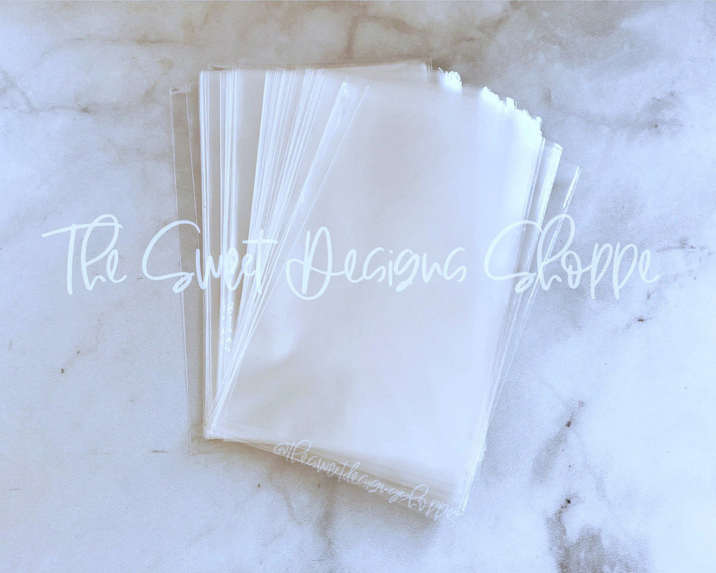 Cellophane Bags - Cellophane Bags - Flat - Seamless - Clear (100 Bags) - Sweet Designs Shoppe - 5" x 8" (100 Bags) - ALL, cellophane, Cellophane Bags, Packaging, Packaging Supplies, Promocode