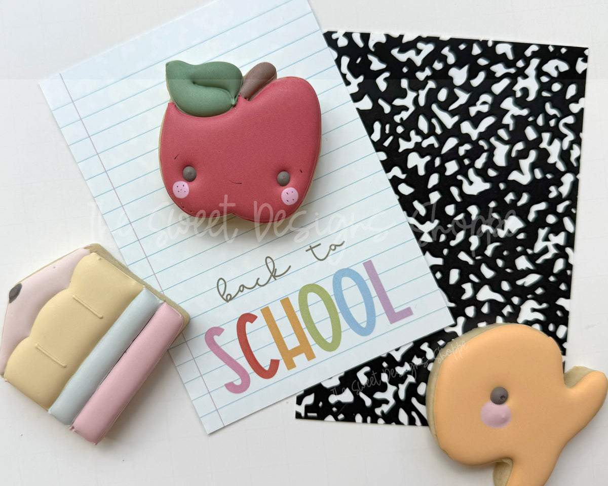 Cookie Card - Cookie Card : "back to SCHOOL" - Size: 3.5" x 5" - Set of 25 - Sturdy Card Stock (Heavyweight 18pt ) - The Sweet Designs Shoppe - TSDS - - ALL,back to school,BTS,Cookie Card,Promocode,School,School / Graduation,Teacher,Teacher Appreciation