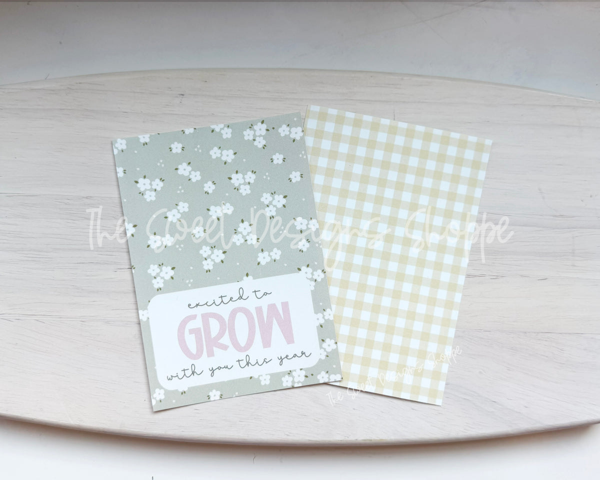 Cookie Card - Cookie Card : "exited to GROW" - Size: 3.5" x 5" - Set of 25 Sturdy Card Stock (Heavyweight 18pt ) - The Sweet Designs Shoppe - TSDS - - ALL,back to school,BTS,Cookie Card,Promocode,School,School / Graduation,Teacher,Teacher Appreciation