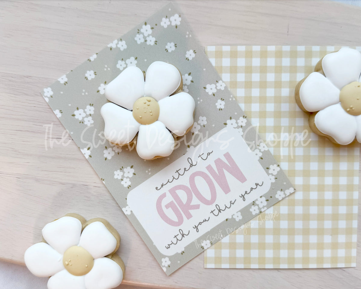 Cookie Card - Cookie Card : "exited to GROW" - Size: 3.5" x 5" - Set of 25 Sturdy Card Stock (Heavyweight 18pt ) - The Sweet Designs Shoppe - TSDS - - ALL,back to school,BTS,Cookie Card,Promocode,School,School / Graduation,Teacher,Teacher Appreciation