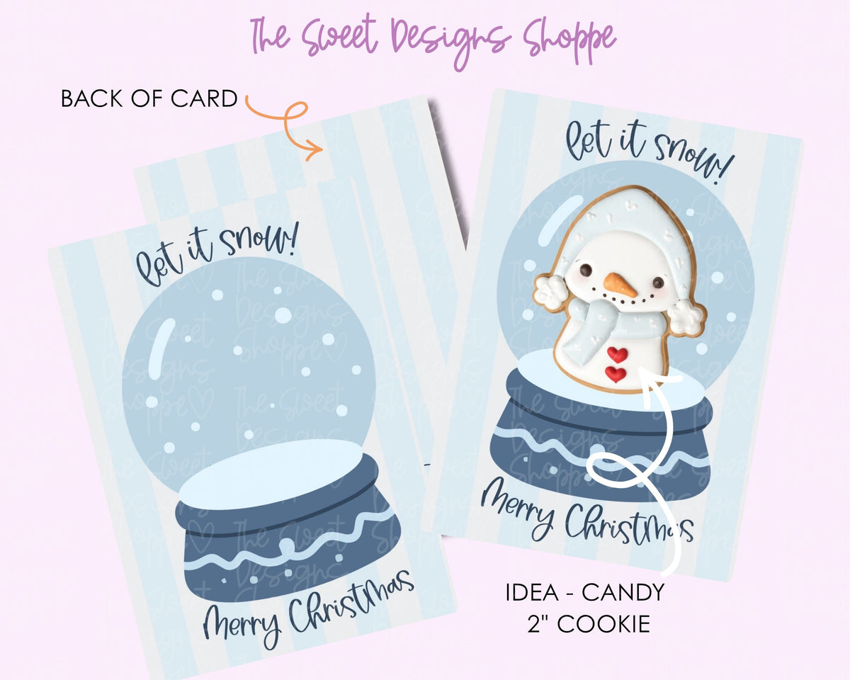 Cookie Card - Cookie Card : "Let it Snow - Merry Chrismtas" - Size: 3.5" x 5" - Set of 25 - Sturdy Card Stock (Heavyweight 18pt) - The Sweet Designs Shoppe - TSDS - - ALL,Christmas,Christmas / Winter,Cookie Card,new,Promocode
