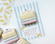 Cookie Card - Cookie Card : "Let's start this school off WRITE" - Size: 3.5" x 5" - Set of 25 - Sturdy Card Stock (Heavyweight 18pt ) - The Sweet Designs Shoppe - TSDS - - ALL,back to school,BTS,Cookie Card,Promocode,School,School / Graduation,Teacher,Teacher Appreciation