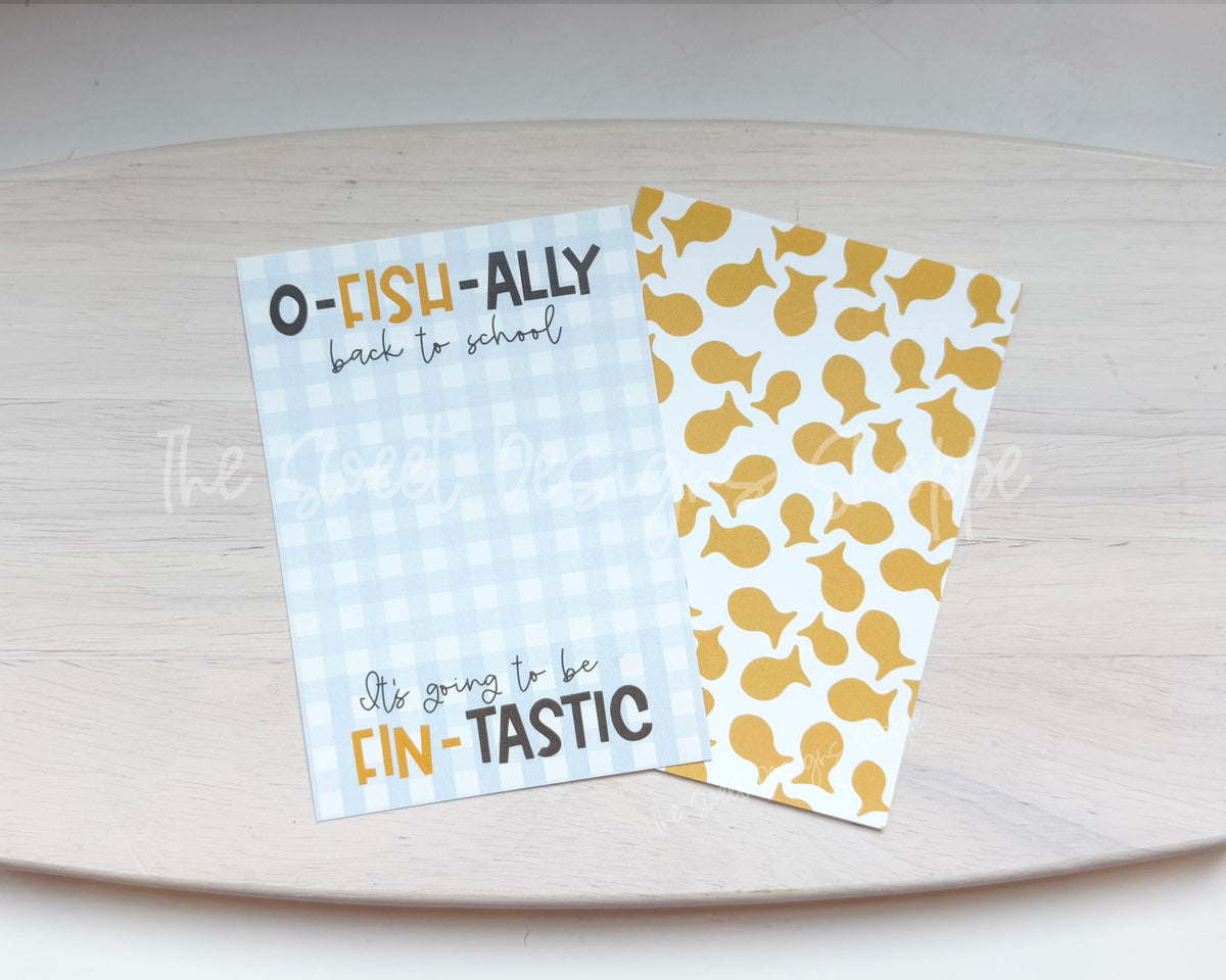 Cookie Card - Cookie Card : "O-FISH-ALLY" - Size: 3.5" x 5" - Set of 25 - Sturdy Card Stock (Heavyweight 18pt ) - The Sweet Designs Shoppe - TSDS - - ALL,back to school,BTS,Cookie Card,Promocode,School,School / Graduation,Teacher,Teacher Appreciation