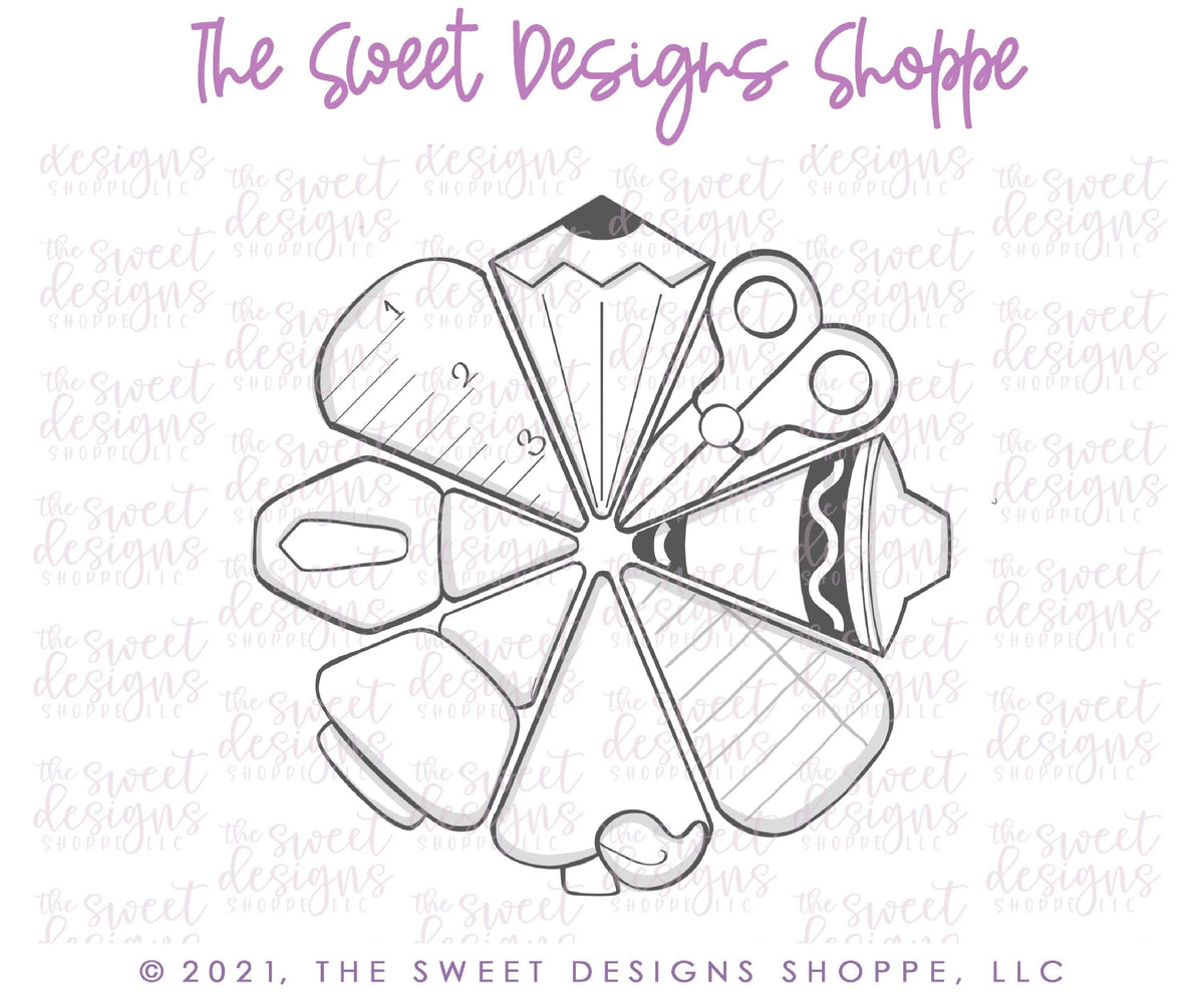 Cookie Cutters - 11.5" School Platter Set - Cookie Cutters - Set of 7 - The Sweet Designs Shoppe - TSDS - - ALL,Cookie Cutter,Grad,graduations,homeschool,Promocode,regular sets,School,School / Graduation,School Bus,school supplies,set