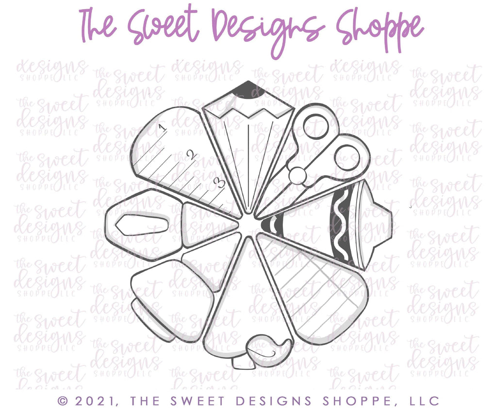 Cookie Cutters - 11.5" School Platter Set - Cookie Cutters - Set of 7 - The Sweet Designs Shoppe - TSDS - - ALL,Cookie Cutter,Grad,graduations,homeschool,Promocode,regular sets,School,School / Graduation,School Bus,school supplies,set