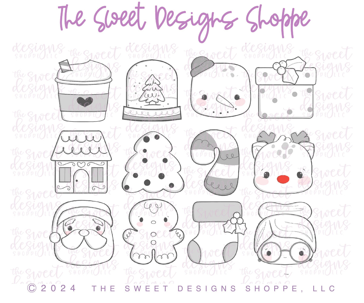Cookie Cutters - 12 Days of Chunky Christmas - Cookie Cutters Set - Set of 12 - Cookie Cutters - The Sweet Designs Shoppe - TSDS - - advent,Advent Calendar,ALL,Candy,CandyCane,Christmas,Christmas / Winter,Christmas Cookies,Christmas Tree,claus,clause,Cookie Cutter,cookies for Santa,Gift,Gifts,Ginger boy,ginger bread,Ginger girl,Gingerboy,gingerbread,gingerbread man,GingerHouse,Mini Sets,Mrs Claus,MRS Clause,MrsClaus,MrsClausFace,Promocode,regular sets,Reindeer,Rudolph,Rudolphs,Santa,Santa Claus,Santa Face,
