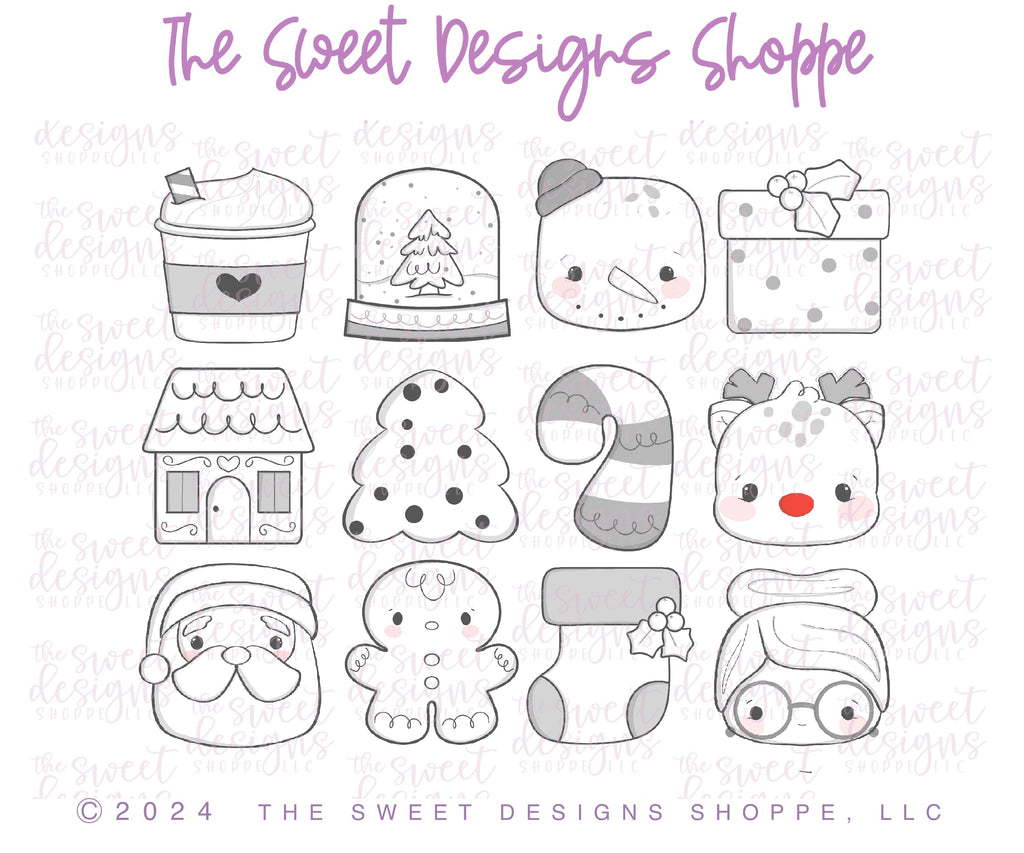 Cookie Cutters - 12 Days of Chunky Christmas - Cookie Cutters Set - Set of 12 - Cookie Cutters - The Sweet Designs Shoppe - TSDS - - advent,Advent Calendar,ALL,Candy,CandyCane,Christmas,Christmas / Winter,Christmas Cookies,Christmas Tree,claus,clause,Cookie Cutter,cookies for Santa,Gift,Gifts,Ginger boy,ginger bread,Ginger girl,Gingerboy,gingerbread,gingerbread man,GingerHouse,Mini Sets,Mrs Claus,MRS Clause,MrsClaus,MrsClausFace,Promocode,regular sets,Reindeer,Rudolph,Rudolphs,Santa,Santa Claus,Santa Face,s