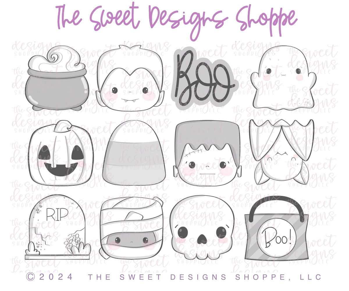 Cookie Cutters - 12 Days of Halloween Chunky Set - Set of 12 Cookie Cutters - The Sweet Designs Shoppe - TSDS - - ALL,Cookie Cutter,halloween,Halloween set,Halloween Sets,Mini Set,Mini Sets,Promocode,regular sets,set,sets,STL