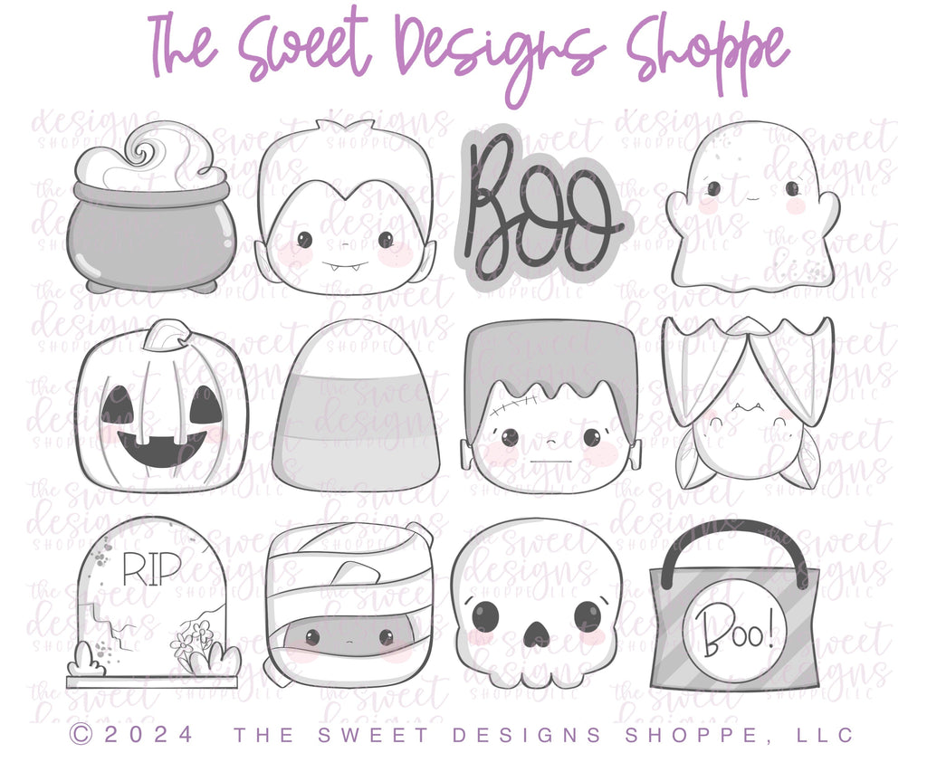 Cookie Cutters - 12 Days of Halloween Chunky Set - Set of 12 Cookie Cutters - The Sweet Designs Shoppe - TSDS - - ALL,Cookie Cutter,halloween,Halloween set,Halloween Sets,Mini Set,Mini Sets,Promocode,regular sets,set,sets,STL