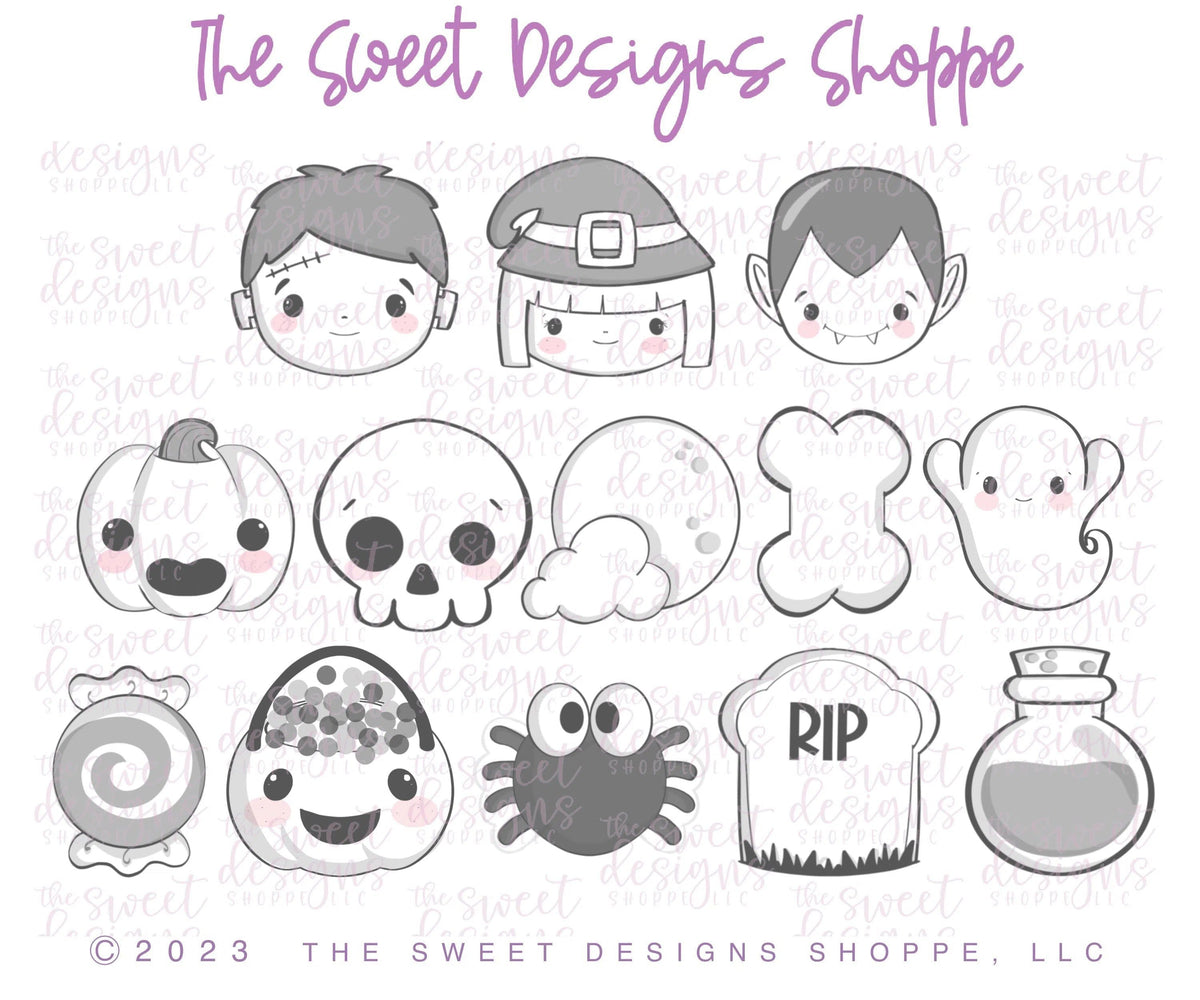 Cookie Cutters - 13 Nights of Halloween Calendar Set - Set of 13 Cookie Cookie Cutters - The Sweet Designs Shoppe - TSDS - - ALL,Cookie Cutter,halloween,Halloween set,Mini Set,Mini Sets,misscookiepackaging,Promocode,set,sets,STL