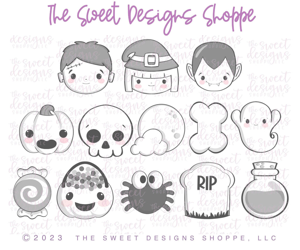 Cookie Cutters - 13 Nights of Halloween Calendar Set - Set of 13 Cookie Cookie Cutters - The Sweet Designs Shoppe - TSDS - - ALL,Cookie Cutter,halloween,Halloween set,Mini Set,Mini Sets,misscookiepackaging,Promocode,set,sets,STL