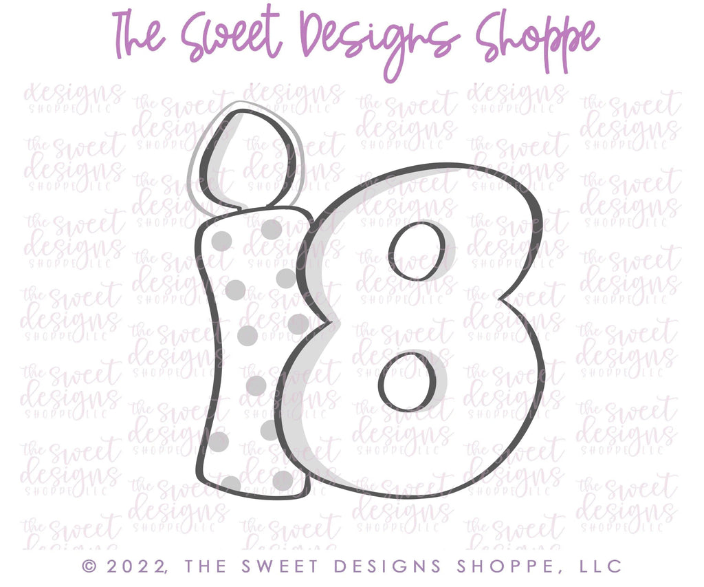 Cookie Cutters - 18 Birthday Candle - Cookie Cutter - The Sweet Designs Shoppe - TSDS - - ALL,Birthday,candles,celebration,Cookie Cutter,happybirthdday,Lady Milk Stache,Lady MilkStache,LadyMilkStache,Promocode