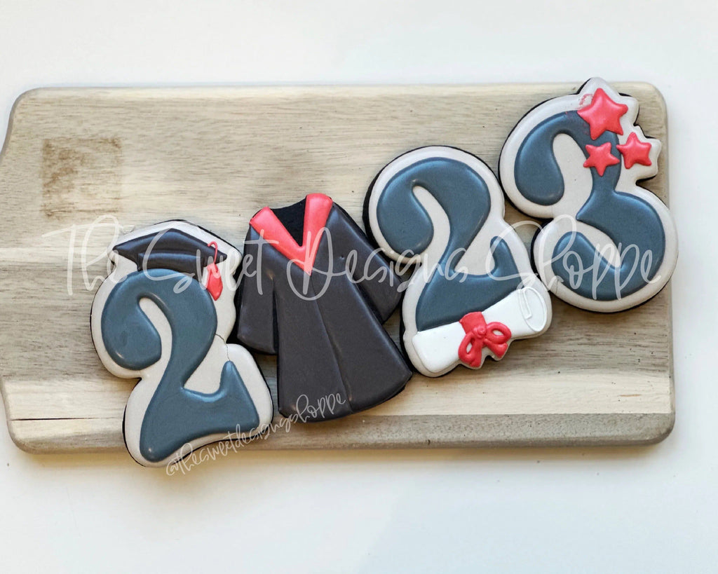 Cookie Cutters - 2023 Graduation Set - Set of 4 - Regular Size- Cookie Cutters - The Sweet Designs Shoppe - Set of 4 - Regular Size Cutters ( 4-1/4" Longest). - ALL, back to school, Cookie Cutter, Grad, Graduation, graduations, Promocode, regular sets, School, School / Graduation, school supplies, set