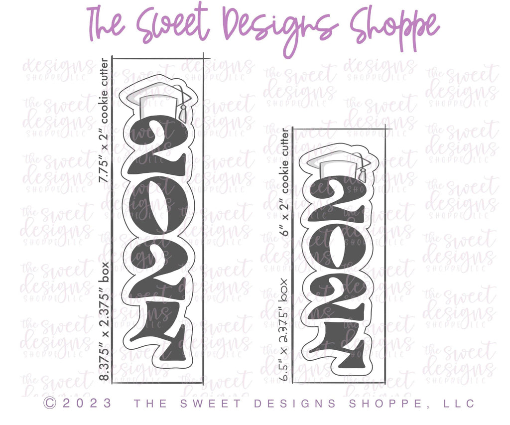 Cookie Cutters - 2024 Long with Cap Graduation Plaque - Cookie Cutter - The Sweet Designs Shoppe - TSDS - - ALL,back to school,Cookie Cutter,Grad,Graduation,graduations,Plaque,Plaques,PLAQUES HANDLETTERING,Promocode,schoo,School,School / Graduation,school supplies