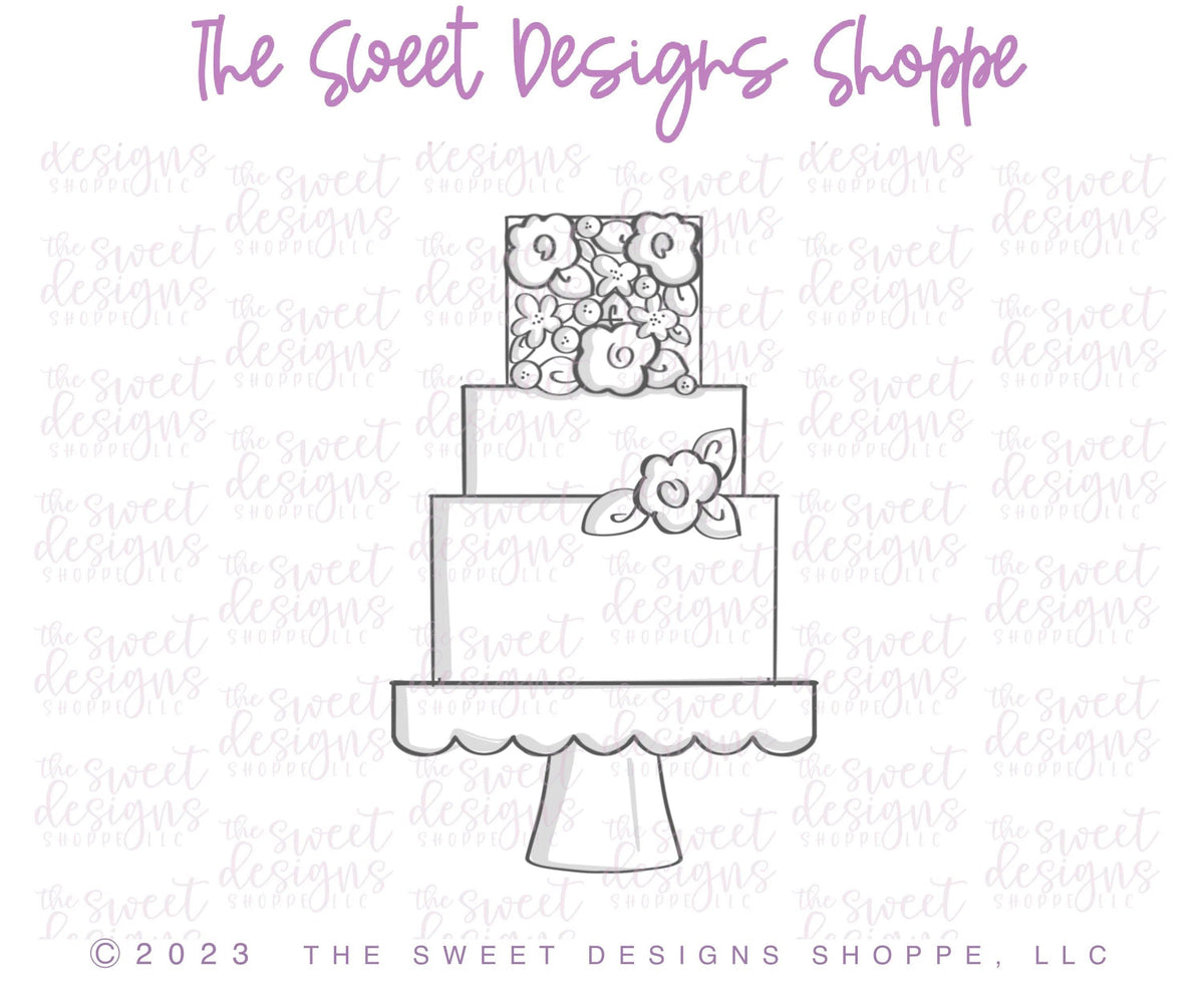 Cookie Cutters - 3 Tier Wedding Cake - Cookie Cutter - The Sweet Designs Shoppe - TSDS - - ALL,Bachelorette,Birthday,Bridal,Bridal Shower,cake,Christmas,Christmas / Winter,Cookie Cutter,Food,Food & Beverages,Promocode,STL,Sweet,Sweets,Wedding,Wedding Favors