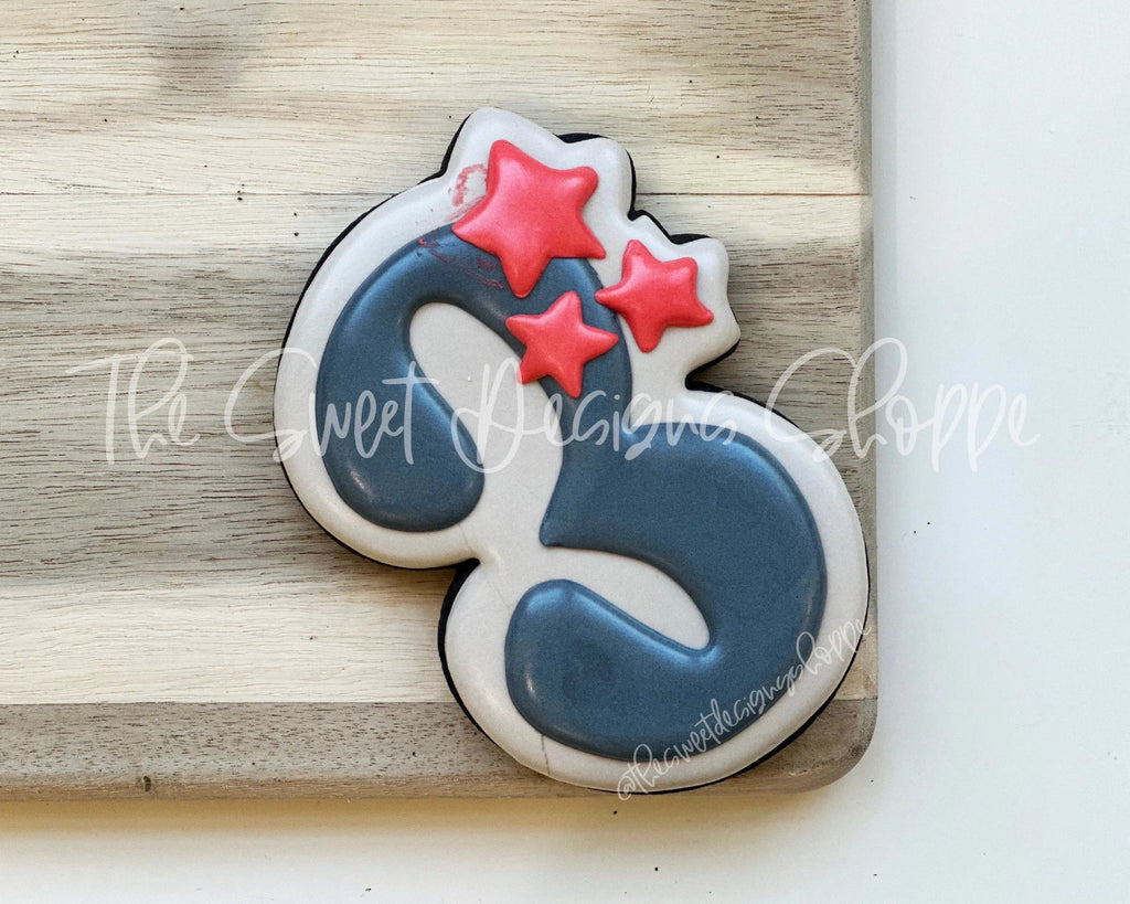 Cookie Cutters - 3 with Stars - Cookie Cutter - The Sweet Designs Shoppe - - ALL, Birthday, Cookie Cutter, Font, Fonts, kid, kids, Lettering, letters and numbers, number, numbers, NumberSet, Promocode, Series021, text