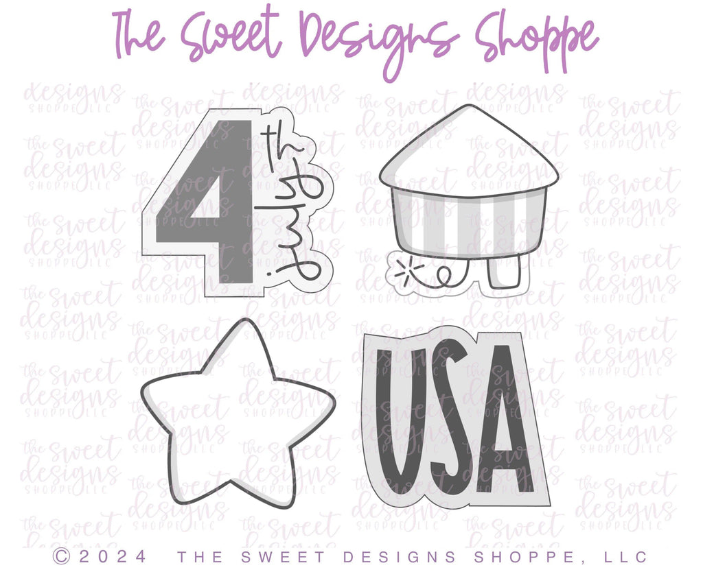 Cookie Cutters - 4th of July Cookie Cutters Set - Set of 4 Cookie Cutters - Sweet Designs Shoppe - - 4th, 4th July, 4th of July, ALL, Cookie Cutter, Mini Sets, new, Patriotic, Promocode, regular sets, set, USA