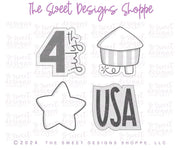 Cookie Cutters - 4th of July Cookie Cutters Set - Set of 4 Cookie Cutters - The Sweet Designs Shoppe - TSDS - - 4th,4th July,4th of July,ALL,Cookie Cutter,Mini Sets,Patriotic,Patriotric,Promocode,regular sets,set,STL,USA